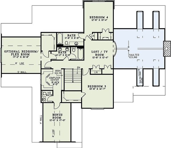 Craftsman Floor Plan - Upper Floor Plan #17-2384