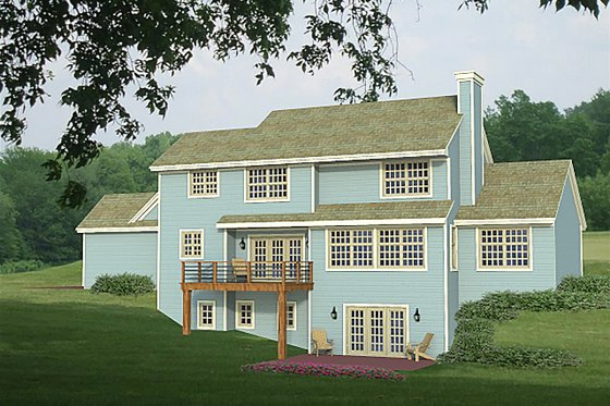 Exterior - Rear Elevation for Farmhouse House Plan #51-559 - 4 bed, 3 bath
