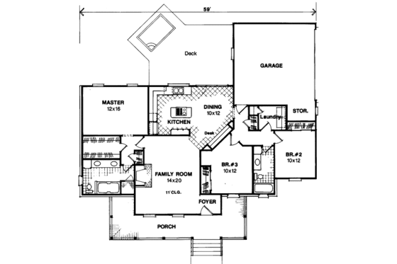 Floor Plan - Main Floor for Country House Plan #41-119 - 3 bed, 2 bath