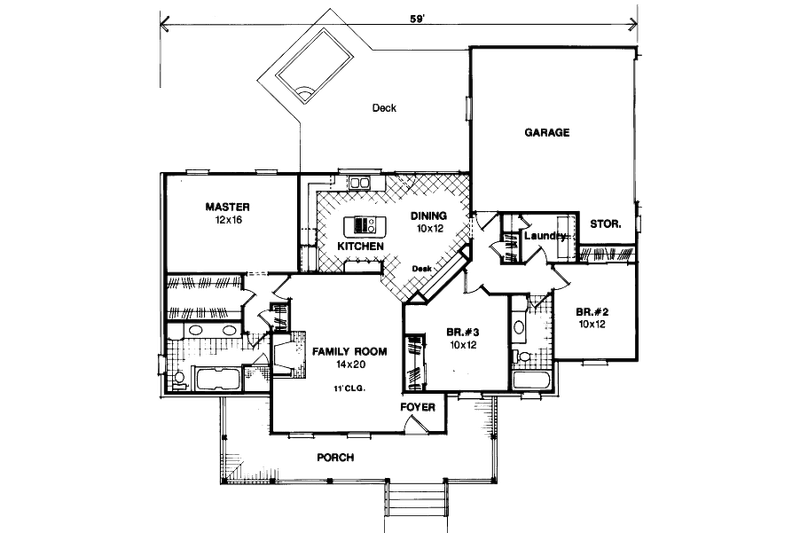 Architectural House Design - Floor Plan - Main Floor for Country House Plan #41-119 - 3 bed, 2 bath