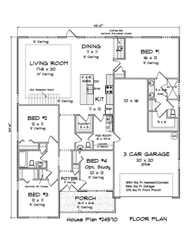 House Blueprint - Cottage Floor Plan - Main Floor Plan #513-2363