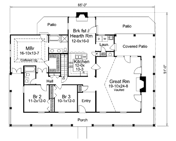 House Blueprint - Country Style Southern Floor Plan