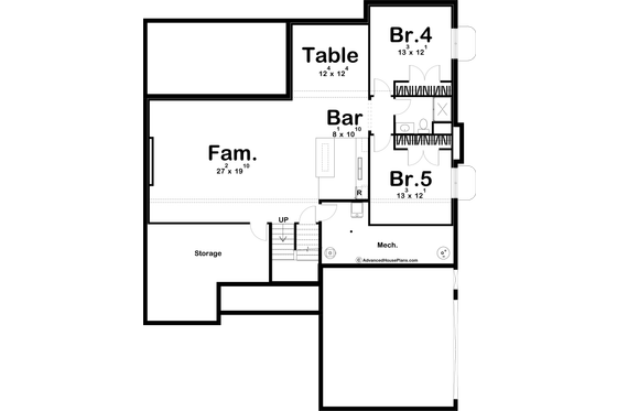 Floor Plan - Lower Floor for Farmhouse House Plan #455-303 - 3 bed, 2.5 bath