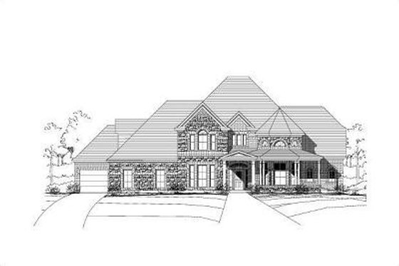 Exterior - Front Elevation for Traditional House Plan #411-337 - 5 bed, 5 bath