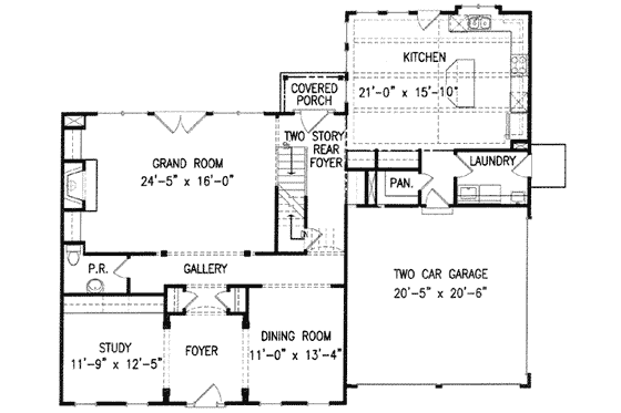 Floor Plan - Main Floor for Colonial House Plan #54-153 - 4 bed, 3.5 bath