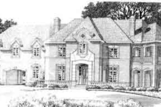 Exterior - Front Elevation for European House Plan #141-158 - 5 bed, 5.5 bath