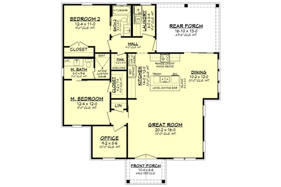 Floor Plan - Main Floor for Traditional House Plan #430-320 - 2 bed, 2 bath
