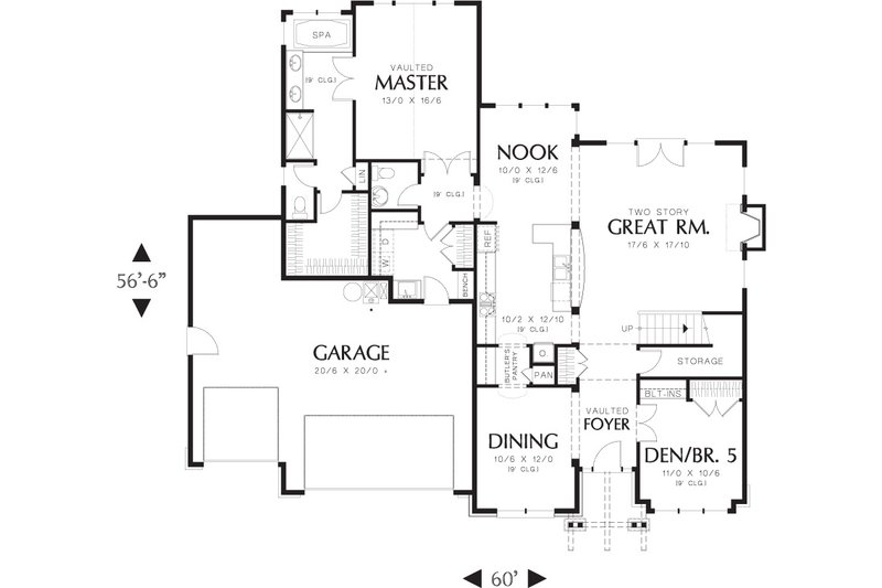 Architectural House Design - Floor Plan - Main Floor for Craftsman House Plan #48-632 - 5 bed, 2.5 bath