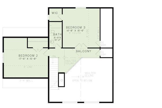 Floor Plan - Upper Floor for Cabin House Plan #17-2469 - 3 bed, 2.5 bath