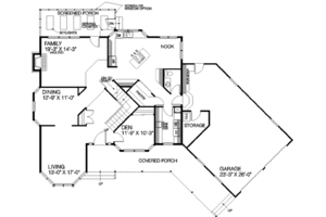 Floor Plan - Main Floor for Traditional House Plan #60-158 - 4 bed, 2.5 bath