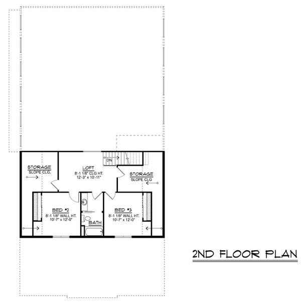 Architectural House Design - Floor Plan - Upper Floor for Barndominium House Plan #1064-512 - 3 bed, 2 bath