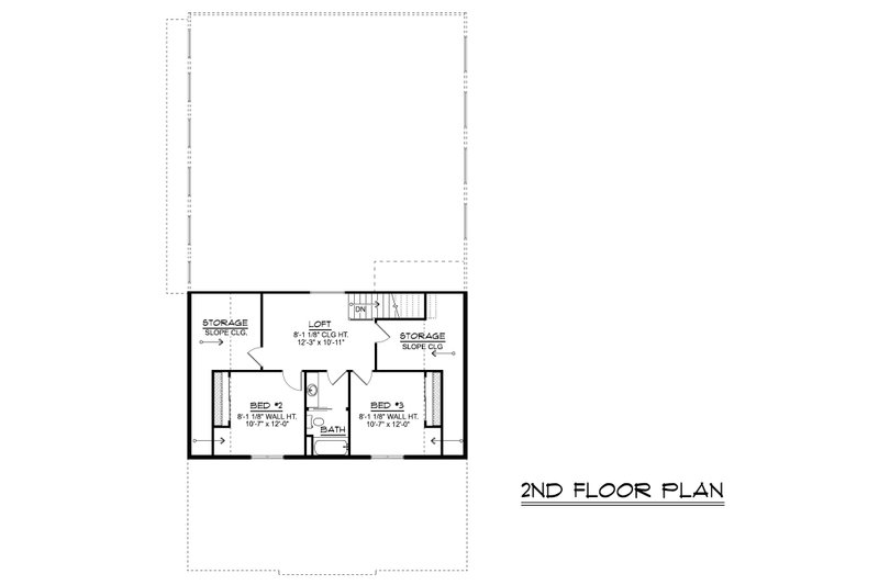Architectural House Design - Floor Plan - Upper Floor for Barndominium House Plan #1064-512 - 3 bed, 2 bath