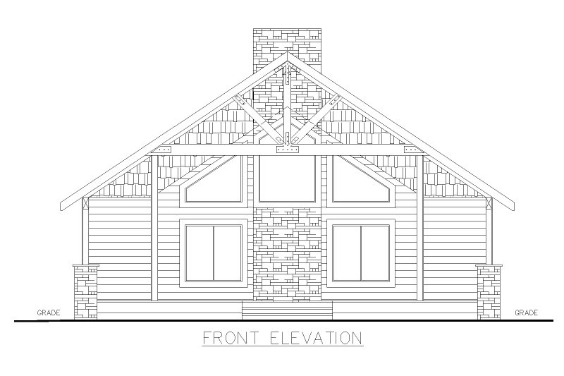 Dream House Plan - Exterior - Front Elevation 3 for Cabin House Plan #117-1026 - 2 bed, 1.5 bath