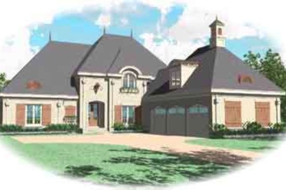 Exterior - Front Elevation for European House Plan #81-619 - 4 bed, 3 bath