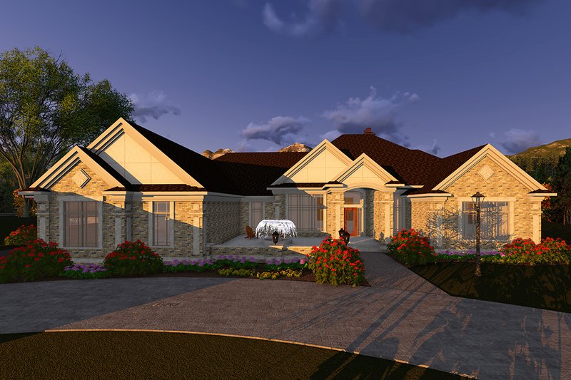 House Design - Exterior - Front Elevation 3 for Ranch House Plan #70-1548 - 4 bed, 4 bath