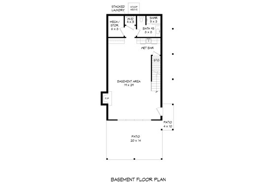 Floor Plan - Lower Floor for Modern House Plan #932-772 - 2 bed, 3.5 bath