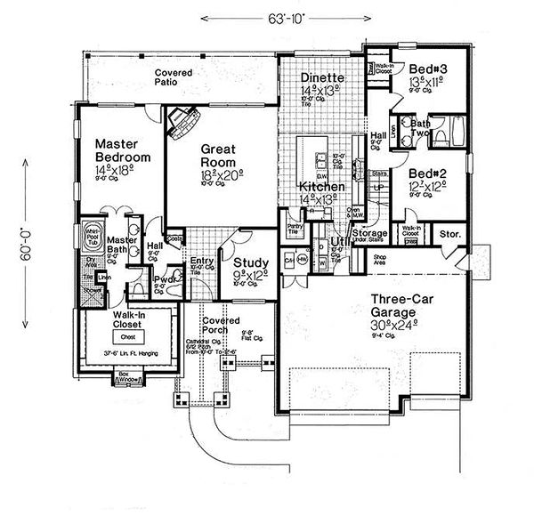 Ranch Floor Plan - Main Floor Plan #310-1312