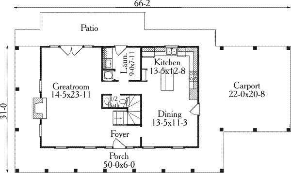 Architectural House Design - Farmhouse Floor Plan - Main Floor Plan #406-219