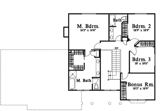 Floor Plan - Upper Floor for Traditional House Plan #78-193 - 3 bed, 2.5 bath