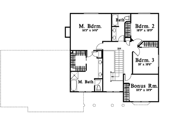 Floor Plan - Upper Floor for Traditional House Plan #78-193 - 3 bed, 2.5 bath