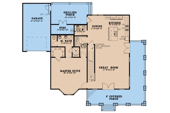 Floor Plan - Main Floor for Craftsman House Plan #923-240 - 3 bed, 2.5 bath