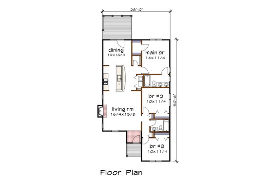 Floor Plan - Main Floor for Traditional House Plan #79-161 - 3 bed, 2 bath