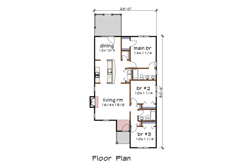 Architectural House Design - Floor Plan - Main Floor for Traditional House Plan #79-161 - 3 bed, 2 bath