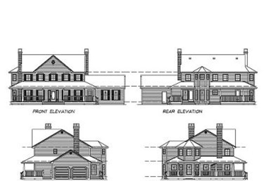 Exterior - Rear Elevation for Country House Plan #47-192 - 4 bed, 3 bath