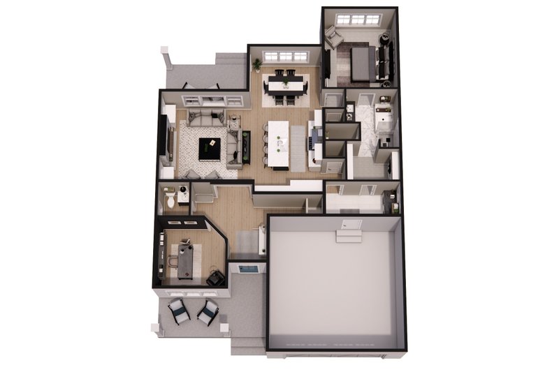 House Blueprint - Floor Plan - Main Floor 1 for Bungalow House Plan #51-1405 - 3 bed, 2 bath