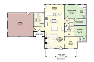 Floor Plan - Main Floor for Farmhouse House Plan #1092-66 - 2 bed, 2 bath