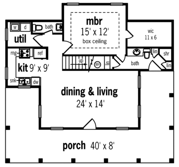 Architectural House Design - Southern Floor Plan - Main Floor Plan #45-315