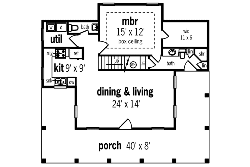 Home Plan - Floor Plan - Main Floor for Southern House Plan #45-315 - 2 bed, 2.5 bath