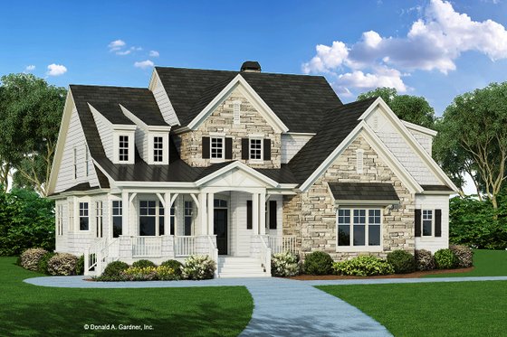 Exterior - Front Elevation 3 for Craftsman House Plan #929-833 - 3 bed, 2.5 bath