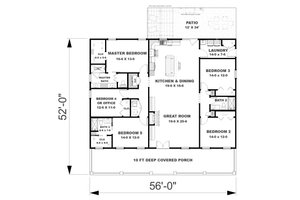 Floor Plan - Main Floor for Farmhouse House Plan #44-278 - 5 bed, 3 bath