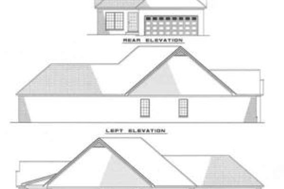 Exterior - Rear Elevation for Traditional House Plan #17-126 - 3 bed, 2 bath