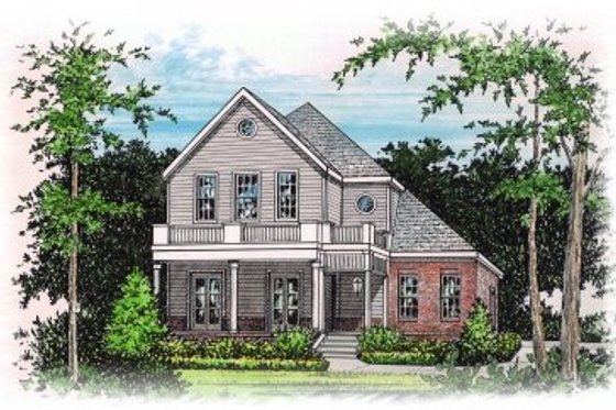 Exterior - Front Elevation for Southern House Plan #15-243 - 3 bed, 2.5 bath