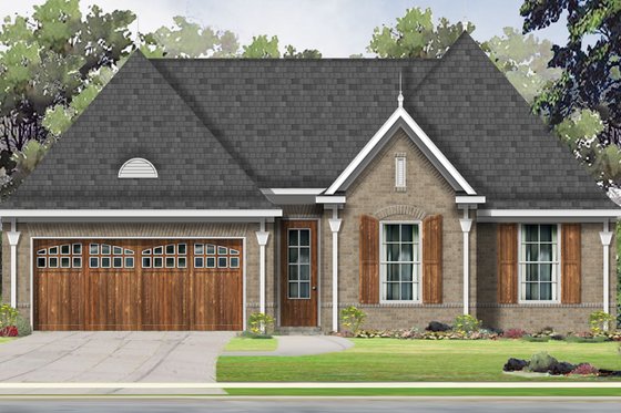 Exterior - Front Elevation for European House Plan #424-403 - 3 bed, 2 bath