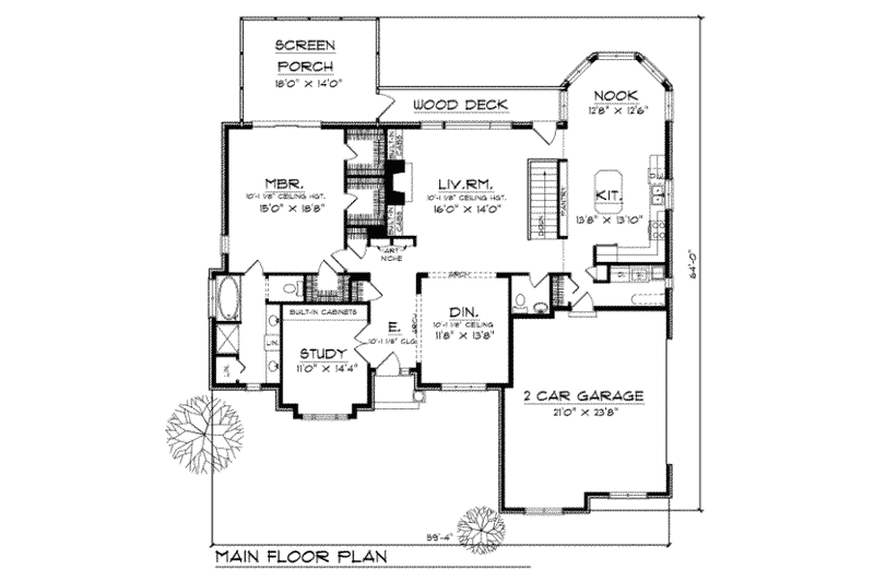 Home Plan - Floor Plan - Main Floor for Traditional House Plan #70-247 - 4 bed, 2.5 bath