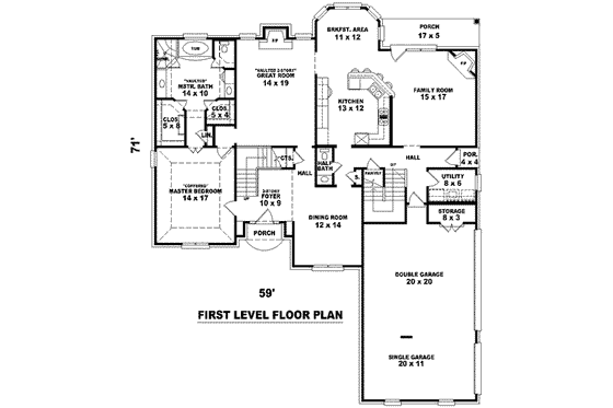 Floor Plan - Main Floor for European House Plan #81-1128 - 4 bed, 3.5 bath
