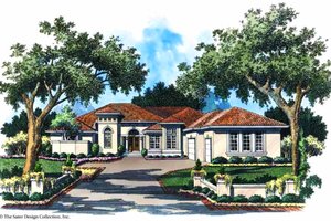Exterior - Front Elevation 3 for Mediterranean House Plan #930-102 - 4 bed, 5 bath