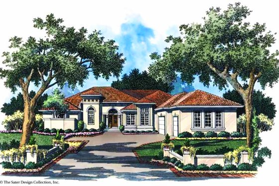 Exterior - Front Elevation 3 for Mediterranean House Plan #930-102 - 4 bed, 5 bath