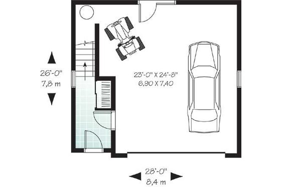Floor Plan - Lower Floor for Traditional House Plan #23-443 - 1 bed, 1 bath