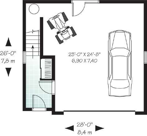 Architectural House Design - Floor Plan - Lower Floor for Traditional House Plan #23-443 - 1 bed, 1 bath