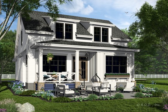Exterior - Rear Elevation 2 for Farmhouse House Plan #51-1455 - 3 bed, 3.5 bath