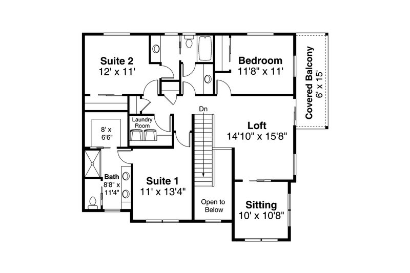 Dream House Plan - Floor Plan - Upper Floor for Craftsman House Plan #124-1205 - 3 bed, 3 bath