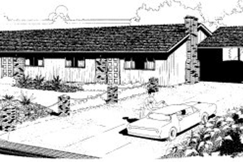 Exterior - Front Elevation 2 for Ranch House Plan #303-185 - 2 bed, 1 bath