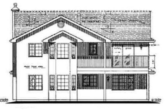 Exterior - Rear Elevation for European House Plan #18-226 - 3 bed, 2 bath
