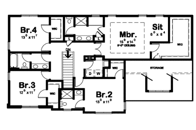 Dream House Plan - Floor Plan - Upper Floor for Traditional House Plan #20-1797 - 4 bed, 4 bath