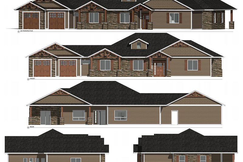 House Blueprint - Exterior - Other Elevation 2 for Craftsman House Plan #1077-2 - 3 bed, 2 bath