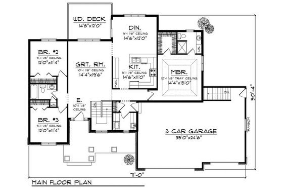 Floor Plan - Main Floor for Cottage House Plan #70-861 - 3 bed, 1.5 bath